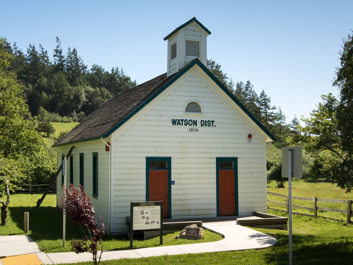 The white Watson School schoolhouse near Bodega, inland Sonoma County